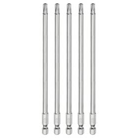 Uxcell 639664011420 5pcs T27 Security Torx Bit 1/4 Inch Hex Shank 6 Long Tamper Resistant Star Bits