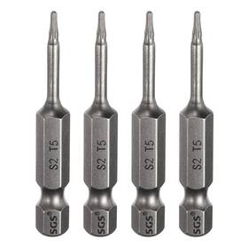 Uxcell 649603126085 4pcs T5 Torx Head Screwdriver Bit 1/4 Inch Hex Shank 2 Long Magnetic No Hole Tip