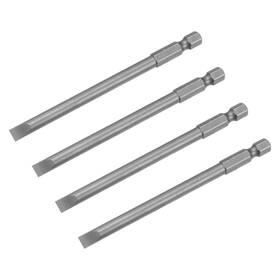 Uxcell 655692648254 4 Pcs 6mm Slotted Screwdriver Bits 1/4 Inch Hex Shank For Power
