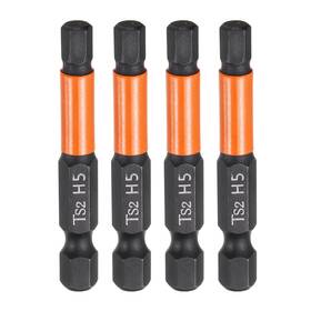 Uxcell 672668237878 4pcs H5 Hex Head Drill Bit Wrench 5mm Flat Tip 1/4 Inch Shank 50mm Long Magnetic