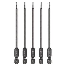 Uxcell 672668573600 5pcs 1.5mm Metric Hex Head Wrench Drill Bit 100mm Length Magnetic Bits Black