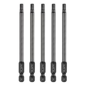 Uxcell 672668573631 5pcs 4mm Metric Hex Head Wrench Drill Bit 100mm Length Magnetic Bits Black