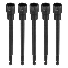 Uxcell 678202242230 5pcs Nut Driver Drill Bit 1/2 Inch Socket 1/4 Hex Shank Magnetic Impact Setter