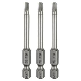 Uxcell 678202390115 3pcs T20 Torx Head Screwdriver Bit 1/4 Inch Hex Shank 2.6 Long Magnetic No Hole Tip