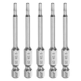 Uxcell 683867128010 5pcs Flat Hex Screwdriver Bit 2.5mm H2.5 1/4 Inch Shank 2.56 Long Magnetic