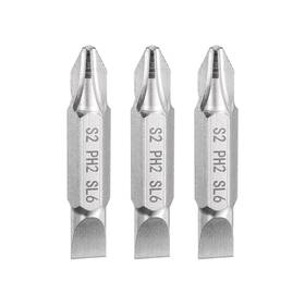 Uxcell 688391854992 3pcs Ph2/sl6 Magnetic Double Ended Phillips Slotted Screwdriver Bit 1/4 Inch Silver