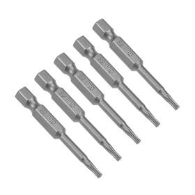 Uxcell 714998256812 5pcs 50mm Long 1/4 Inch Hex Shank T10 Torx Head Screwdriver Bits S2 High Alloy Steel