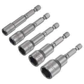 Uxcell 724708583091 1/4 Inch Quick-change Hex Shank 6/8/10/12/14mm Magnetic Nut Driver Bit Set Cr-v