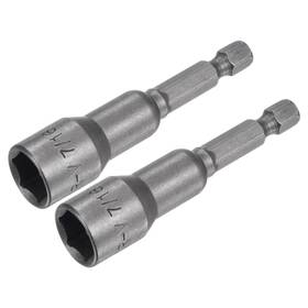 Uxcell 724708702720 2pcs 1/4 Inch Quick-change Hex Shank 7/16 Magnetic Nut Driver Bit 2.56 Length Sae