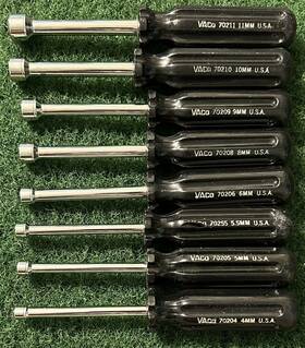 70200 Vaco 8 Usa Metric Nut Driver 4mm 5 5.5 6 9 10 And 11mm Series Set