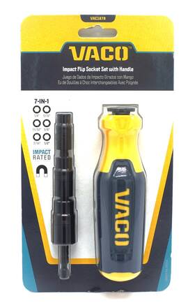 Vac1070 Vaco 7-in-1 Sae Impact Flip Socket Set With Handle Made In Usa