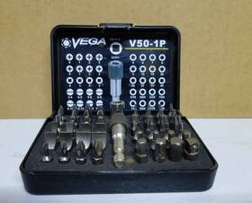V50-1p Vega #582 Screw Driver Bit Set 49 Bits And Quick Release