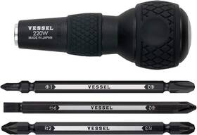 Vessel 445004240237 Ball Grip 1/4 Inch Hex. Bit Interchangeable Screwdriver 3pc. 1 3 /