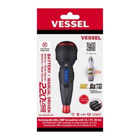 Vessel 840921124702 Ball Grip Rechargable Screwdriver With 25pc. Bit Set