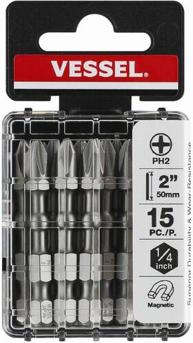 No.ibph250p15t Vessel 840921141402 Impact Bal Torsion Bit 2x50 2 Inch 15pc. Case Made In Japan By
