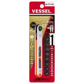 Tx76u Vessel Tools Low-profile Flat Plate Ratchet Screwdriver Set