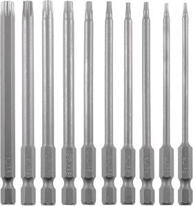 Vesttio 680575991622 Security Torx Screwdriver Bit Set 11pcs 1/4 Inch Hex 11 Tx / 4 Grey