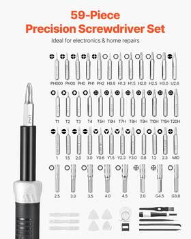 Vevor 197988337379 59-piece Precision Screwdriver Set Repair Tool Kit Magnetic Tips For Computer