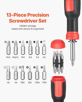 Vevor 197988338468 13-piece Screwdriver Set Magnetic Handle Torx Phillips Hand Tools For Sockets