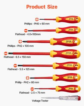 Vevor 197988651550 Insulated Screwdriver Set 12-piece Tool For Electricians 1000v