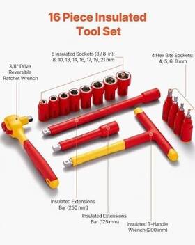 Vde585116 Vevor Insulated Socket Set 16-piece Wrench Tool 1000v So