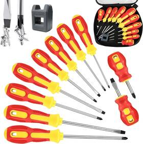 Sw-red-10 Vheonet Magnetic Screwdriver Sets 10 Pcs Craftsman Set With Bag Flat Head Ph