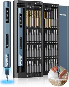 Vigrue 797417902620 Precision Electric Screwdriver With Torque Setting And Magnetic Bits For Repairs