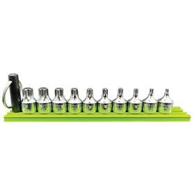 Vim 092308904012 10 Pc. 1/4ftft Dr Torx Half Cut Stubby Driver Set T10 - T50 With 6ftft Green