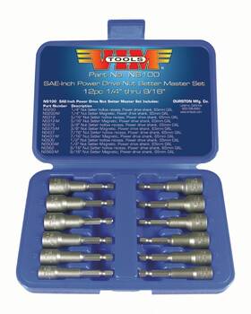 Ns100 Vim Products 031113153956 12piece Sae Power Drive Nut Setter With Magnetic And Hollow Point Drivers
