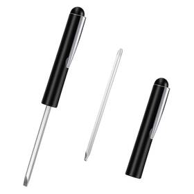 744074 Vin Beauty 1 Mini Pocket Screwdrivers Magnetic Tip Reversible 2 Pack Black Slotted