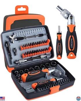 Sl03 Visit The Fuduoa Store 68-in-1 Ratcheting Screwdriver And Socket Set With Magnetic Bits Rotatable Handle