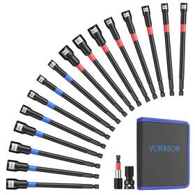 Vorxeon B0d66v91mn 18 Pcs 150mm Long Magnetic Nut Driver Set Metric Sae Impact Drill