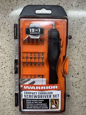 56757 Warrior New Nib 19-in-1 Compact Cordless Screwdriver Set