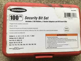 Warrior 792363684576 100-piece Security Bit Set With Case Span Spline Hollow Star Hex Square