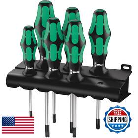 B0009qx20a Wera 367/6 Kraftform Plus Torx Screwdriver Set 6 Pieces With Rack