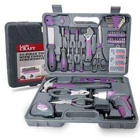 Werktough 763230516368 44pcs 4v Cordless Screwdriver Tool Kit Set Pink Color Tools Lady To