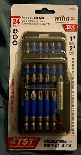 Wiha 084705702896 24 Piece Terminatorblue Impact Driver Bit Set With Belt Clip 70289 New Wiha 084705702896 24 Piece Terminatorblue Impact Driver Bit Set With Belt Clip 70289 New