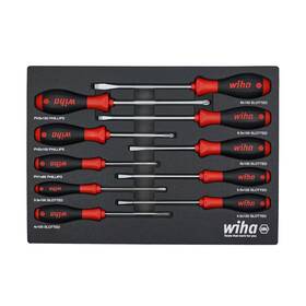 Wiha 313115979995 Softfinish Cushion Grip Screwdriver Tray Set 10-piece