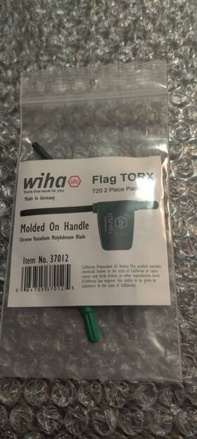 37012 Wiha Torx Flag Handle Driver T20 - 2pk Germany