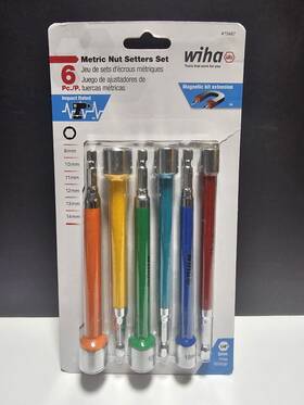 70487 Wiha 6-piece Color Coded Magnetic Nut Setter Metric Set - Factory New