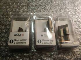 72047 Wiha Slotted Bits 12mm On 5/16 Inch - 3 Packs Qty. 6 Germany