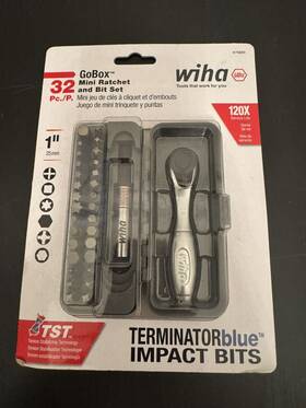 76889 Wiha Tools 32 Piece Gobox Terminatorblue Impact Bit Set With Mini Ratchet