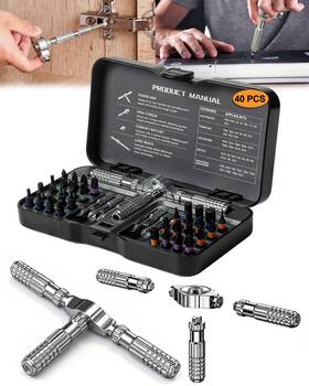 Wilzeimy 752815298867 40 In 1 Magnetic Screwdriver Set Detachable T Handle Ratchet