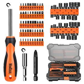 Ht20762 Wintuul 73-in-1 S2 Steel Screwdriver Bit Set 1/4 Inch Hex And Torx Impact Drill Kit With