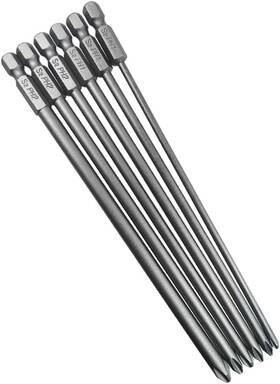 Wolfride 603935155465 6pcs 1/4 Inch Hex Shank Long Phillips One Size 150mm Head