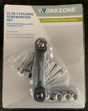 Work Zone 061463541857 Workzone 11-in-1 Folding Screwdriver Set And Sockets