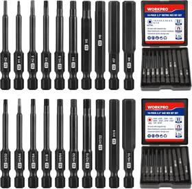 000752 Workpro 20pc Hex Head Allen Wrench Drill Bit Set Magnetic Metric Sae
