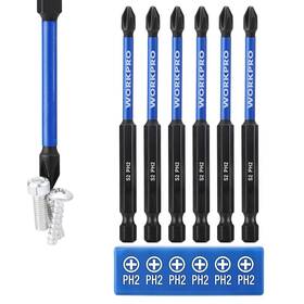 021828 Workpro 6pcs Ph2 Impact Phillips Screwdriver Bit Set S2 Professional 4 In
