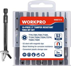 Workpro 820909607144 10pcs Security Torx Bit Set Cnc Machined S2 Steel Pocket Size