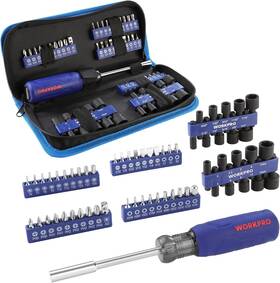 W000894a Workpro 61pc Magnetic Screwdriver Bits And Nut Driver Set With Organizer Bag Diy